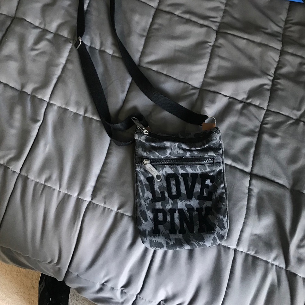 PINK leopard print cross body bag